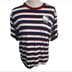 Hello Kitty T-Shirt Juniors Medium Red White Blue Sanrio